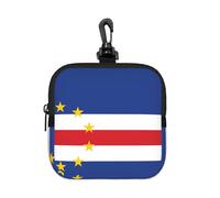 Flag of Cape Verde Small Zip Pouch-Waterproof Neoprene Storage Bag for Earbuds, Keychain Clip Case for Coins Cards USB, Travel Organiser