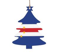 Flag of Cape Verde Wooden Christmas Tree Shape Decoration Fashion Design 4 PCS Suitable For Home Festival Decoration