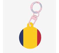 Flag of Chad Print Round Acrylic Pet Tag, Dog Neck Pendant Tags for Pets Circular Dog Cat Collar Name Tags