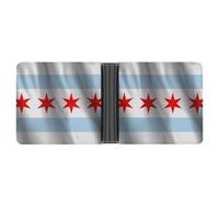 Flag of Chicago Classic Bifold Wallet for Men PortableID Window Large Capacity Slim Leather Wallets