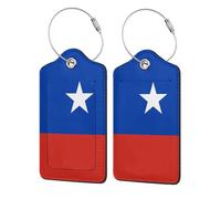 Flag of Chile Print 1 Pack Leather Luggage Tag, with Privacy Name Address Labels & Durable Steel Loop,for Travel Bag