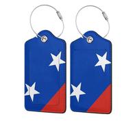 Flag of Chile Print 4 PCS Luggage Tag Privacy Cover ID Label, with Stainless Steel Loop & Address Card, for Women Travel