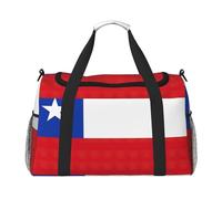Flag of Chile print Carry on Luggage for Women Men Shoulder Weekender Crossbody Bag for Yoga Travel Must Haves, Black, One Size