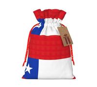 Flag Of Chile Print Christmas Burlap Gift Bag With Drawstring, Present Small Favor Pouch For Birthday Parties-S Size