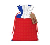 Flag Of Chile Print Christmas Drawstring Holiday Candy Bag Xmas Sacks Reusable Wrapping Bags Party Favor