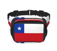 Flag of Chile print Fanny Pack Waist Packs with Extender for Men Women, Waist Bag Hip Pack with Zipper Pockets, Black, One Size