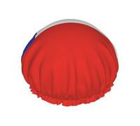 Flag of Chile Printed shower cap, reusable, double-layered design, suitable for women to wrap their hair, wash their face, and apply face masks.
