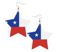 Flag of Chile Prints Leather Star-Shaped Earrings Lightweight And Stylish Accessories For Parties Dances And Everyday Life.