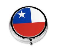 Flag of Chile Round Mini Pill Box, 3 Compartment Pill Box, Portable Pill Box, can be Put into Wallet, Pocket, Light and Convenient