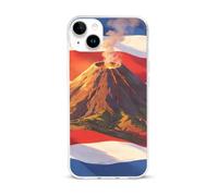 Flag of Costa Rica And A Volcano Phone Case Compatible with iPhone 15 Plus | Suitable for 15 Series TPU Soft Protective Shell