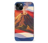 Flag of Costa Rica And A Volcano Phone Case Compatible with iPhone 15 Plus | Suitable for 15 Series TPU Soft Protective Shell