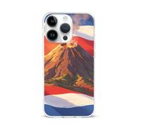 Flag of Costa Rica And A Volcano Phone Case Compatible with iPhone 15 Pro Max