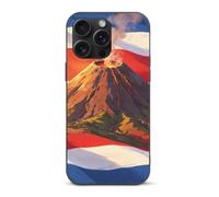 Flag of Costa Rica And A Volcano Phone Case Compatible with iPhone 15 Pro Max