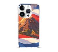 Flag of Costa Rica And A Volcano Phone Case Compatible with iPhone 15 Pro | Suitable for 15 Series TPU Soft Protective Shell