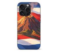Flag of Costa Rica And A Volcano Phone Case Compatible with iPhone 15 Pro | Suitable for 15 Series TPU Soft Protective Shell
