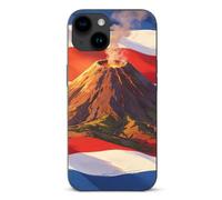 Flag of Costa Rica And A Volcano Phone Case Compatible with iPhone 15 | Suitable for 15 Series TPU Soft Protective Shell
