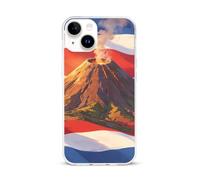 Flag of Costa Rica And A Volcano Phone Case Compatible with iPhone 15 | Suitable for 15 Series TPU Soft Protective Shell