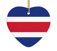 Flag Of Costa Rica Christmas Ornaments With Gold Rope Porcelain Pendants For Xmas Party Decoration Hanging