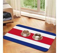 Flag of Costa Rica print PU Leather Feeding Mat for Dogs Cats Pet Food Mat Absorbent Non-Slip Rubber Bottom