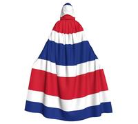 Flag of Costa Rica Unisex Adult Hooded Cloak Knight Costume Black Tunic Cape Medieval Robe Halloween Sorcerer Cosplay Witch