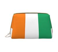 Flag of Cote D'Ivoire Leather Hand-Held Zipper Makeup Bag Storage Bag for Miscellaneous Items Pen Case