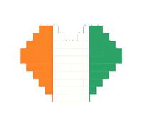 Flag of Cote D'Ivoire Print Building Brick Block Puzzle Heart Shape Brick Puzzle 3D Jigsaw DIY Home Decor
