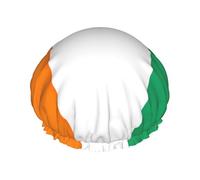 Flag Of Cote D'Ivoire Print Soft Lined Shower Cap, Double Layer Washable Wide Elastic Band Hair Shower Cap For Bath