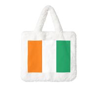 Flag Of Cote D'Ivoire Printing Fluffy Shoulder Bag Ladies Plush Underarm Bag Tote Bag Furry Purse Handbag For Work Travel, White, One Size