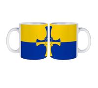 Flag of County Durham Personalised Mug Ceramic Coffee Cup with Handle 11oz Customised Gifts for Birthday