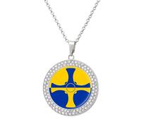 Flag of County Durham Round Pendant Necklaces for Women Alloy Rhinestone Jewelry Custom Picture Necklace