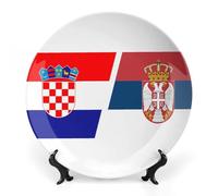 Flag of Croatia And Serbia Bone China Decorative Plate Ceramic Plates Wall Decor with Display Stand 6inch