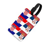 Flag of Croatia and Serbia Luggage Tag for Suitcase with Name ID Card Travel Bag Labels Identify Decor