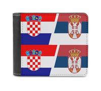 Flag of Croatia and Serbia Slim Wallet Bifold Credit Card Holder Case PU Pouch Purse for Men Women