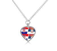 Flag of Croatia And Serbia Urn Necklace for Ashes Pet Dog Cat Cremation Jewellery Alloy Memorial Keepsake Pendant