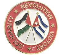 Flag of Cuba and Palestine SOLIDARITY REVOLUTION VICTORY Enamel Metal Badge
