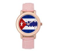 Flag of Cuba Cuban Women's Wrist Watch Easy Reader with Leather Strap Analog Display Wonderful Ladies Gifts