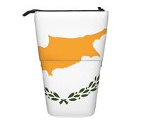 Flag of Cyprus Expandable Stand Pencil Pouch, Multi-Design Oxford Fabric, Adjustable Height, Multi-Use Cosmetic Bag