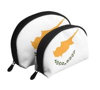 Flag of Cyprus Portable Bags Clutch Pouch.2-Piece Makeup Bag Set, Large & Small Travel Cosmetic Pouches