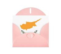 Flag of Cyprus print Pink Pearlescent Paper Holiday Card with Envelope. Suitable for birthday wishes wedding congratulations and condolences.