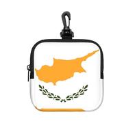 Flag of Cyprus Small Waterproof Zipper Pouch-Neoprene Storage Bag for Earbuds, Keychain Clip Case