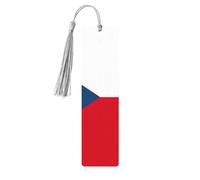 Flag of Czech Republic Print Wooden Bookmark with Tassel, Exquisite Pattern Ideal Gift for Book Lovers, for Home Office Library
