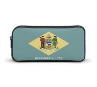 Flag of Delaware Cute Pencil Case Large Capacity Portable Zippered Pen Pouch Bag for Office Unisex