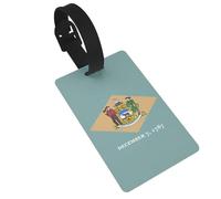 Flag of Delaware Print Luggage Tags with Detachable Wristband, Travel Bag Tags, Easy to Identify