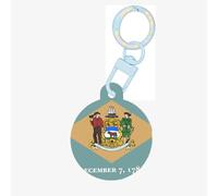 Flag of Delaware Print Round Acrylic Pet Tag, Dog Neck Pendant Tags for Pets Circular Dog Cat Collar Name Tags