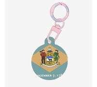 Flag of Delaware Print Round Acrylic Pet Tag, Dog Neck Pendant Tags for Pets Circular Dog Cat Collar Name Tags