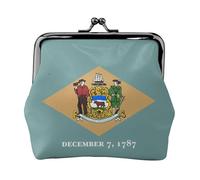 Flag Of Delaware Print Women'S Kiss Lock Coin Pouch, Mini Wallet For Cards And Lipstick, Soft Compact Purse
