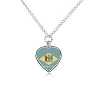 Flag of Delaware Printed Pet Urn Necklace for Unisex Ashes Cremation Memorial Keepsake Pendant Jewelry