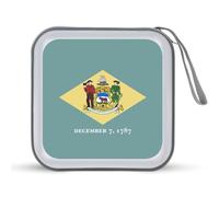 Flag of Delaware Trendy CD Case Hard Plastic Portable DVD Storage Binder Wallet for Car Home Office