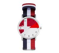 Flag of Denmark and Indonesia Quartz Watches Arabic Numerals Wrist Watch with Adjustable Strap for Men Women