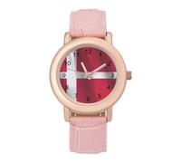 Flag of Denmark Women's Easy Read Watches Flexible Three Hand Round Case Quartz Watch for Small Wrists